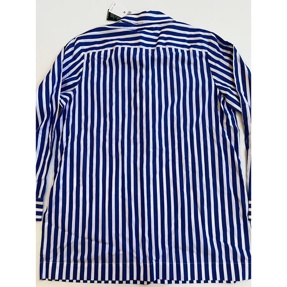 Lauren Ralph Lauren Women's Long Sleeve Blue White Stripe Shirt Size PL NWT - Picture 8 of 16